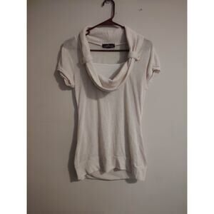 Almost Famous Women's Cream Sweater Blouse Light Weight Size L